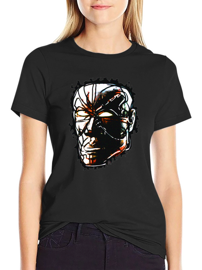 Sci-Fi Cyborg Graphic Print Black T-Shirt