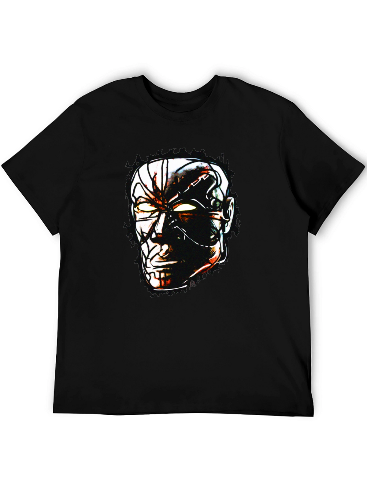 Sci-Fi Cyborg Graphic Print Black T-Shirt