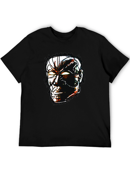 Sci-Fi Cyborg Graphic Print Black T-Shirt