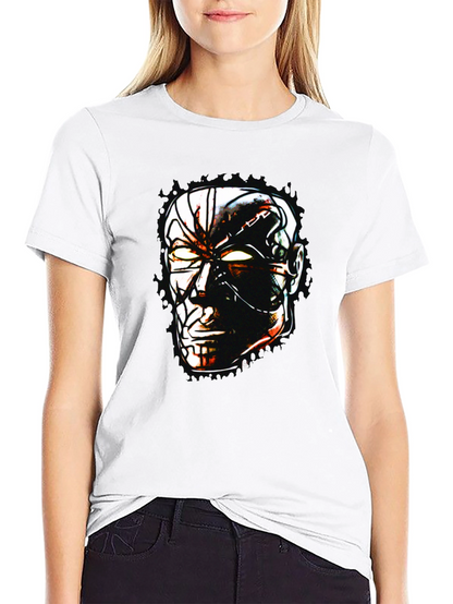 Sci-Fi Cyborg Graphic Print Black T-Shirt