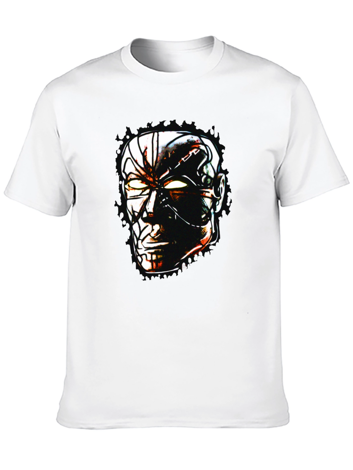 Sci-Fi Cyborg Graphic Print Black T-Shirt
