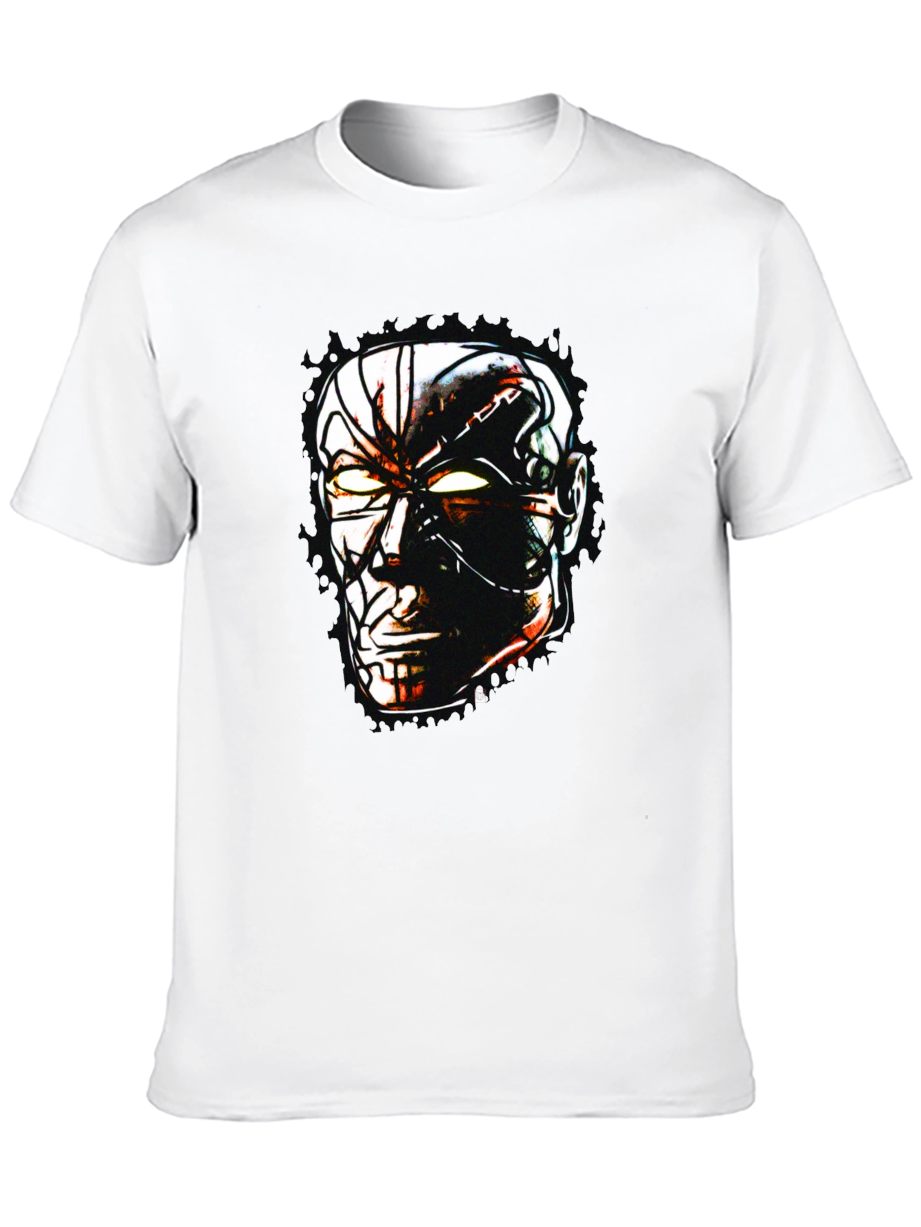 Sci-Fi Cyborg Graphic Print Black T-Shirt
