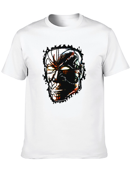 Sci-Fi Cyborg Graphic Print Black T-Shirt