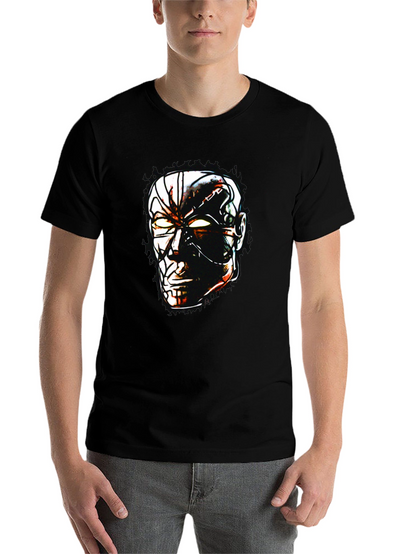 Sci-Fi Cyborg Graphic Print Black T-Shirt