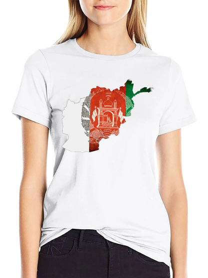 Afghanistan Flag Map Black T-Shirt