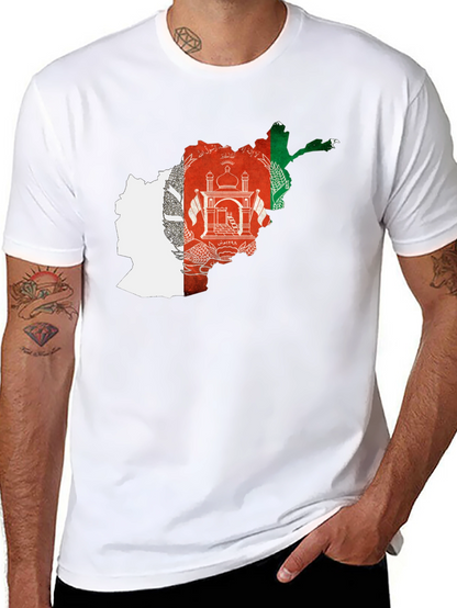 Afghanistan Flag Map Black T-Shirt