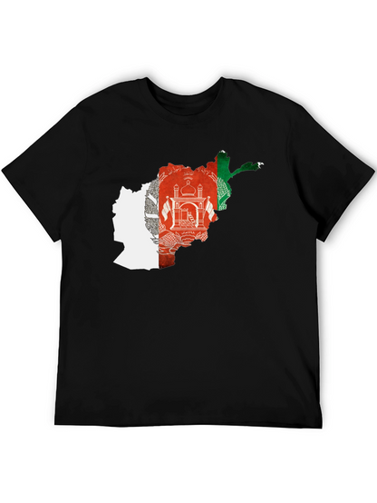 Afghanistan Flag Map Black T-Shirt