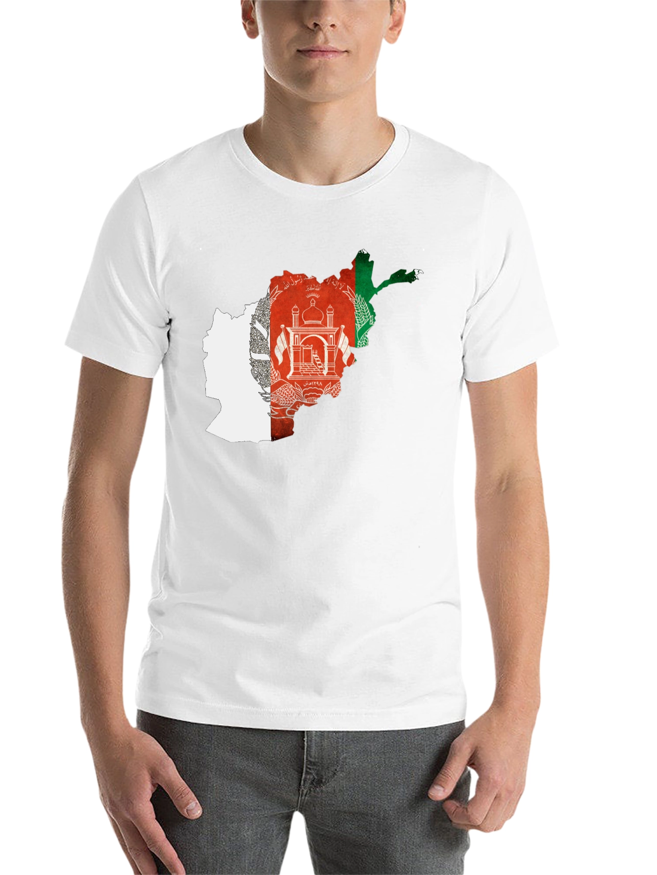 Afghanistan Flag Map Black T-Shirt