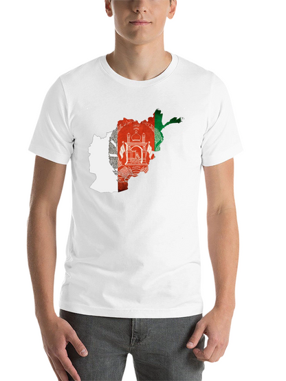 Afghanistan Flag Map Black T-Shirt