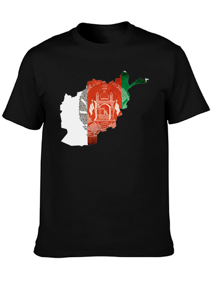 Afghanistan Flag Map Black T-Shirt