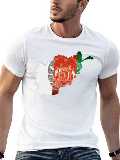 Afghanistan Flag Map Black T-Shirt