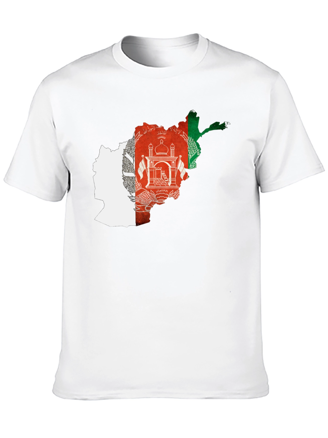 Afghanistan Flag Map Black T-Shirt