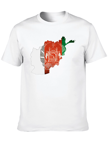 Afghanistan Flag Map Black T-Shirt