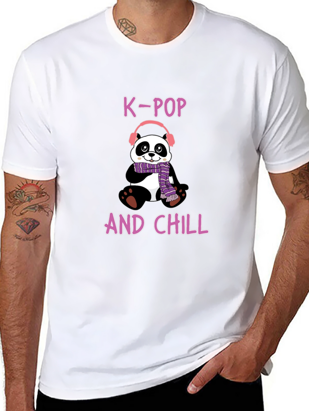 K-Pop and Chill Panda T-Shirt - Fun Music Tee