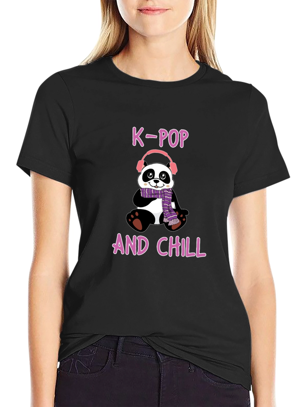 K-Pop and Chill Panda T-Shirt - Fun Music Tee