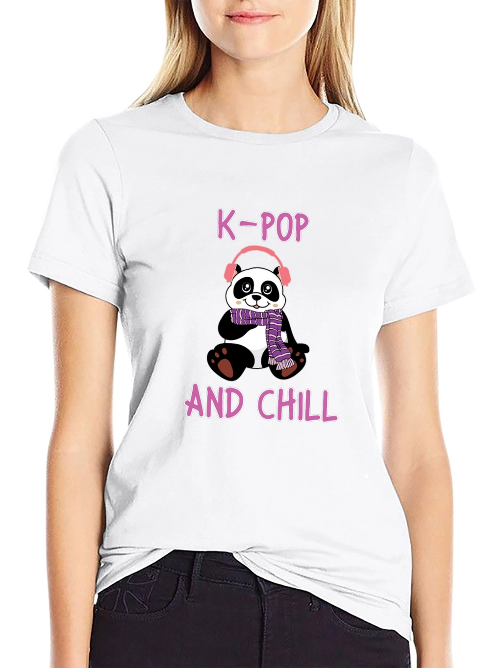 K-Pop and Chill Panda T-Shirt - Fun Music Tee