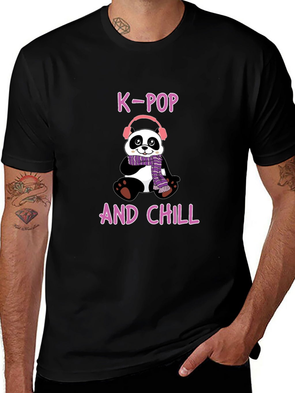 K-Pop and Chill Panda T-Shirt - Fun Music Tee
