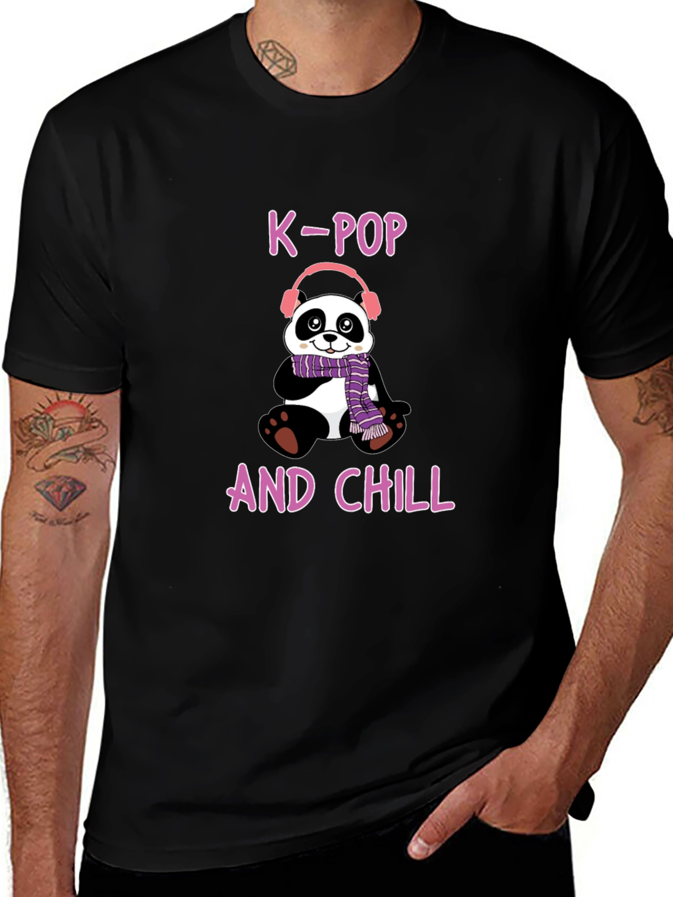 K-Pop and Chill Panda T-Shirt - Fun Music Tee