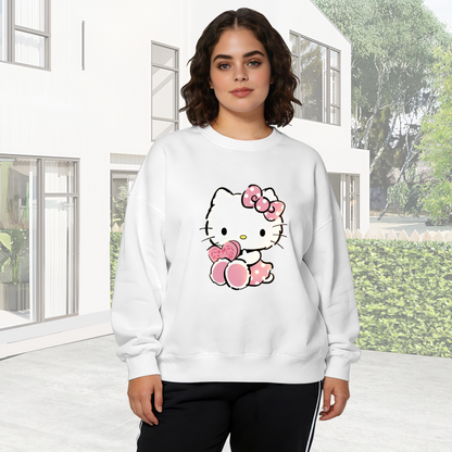 Sweet Hello Kitty Holding Pink Heart Crewneck Sweatshirt