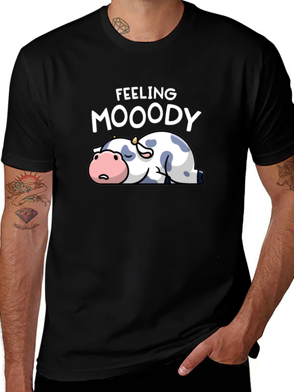 Feeling Moody Cow Graphic T-Shirt