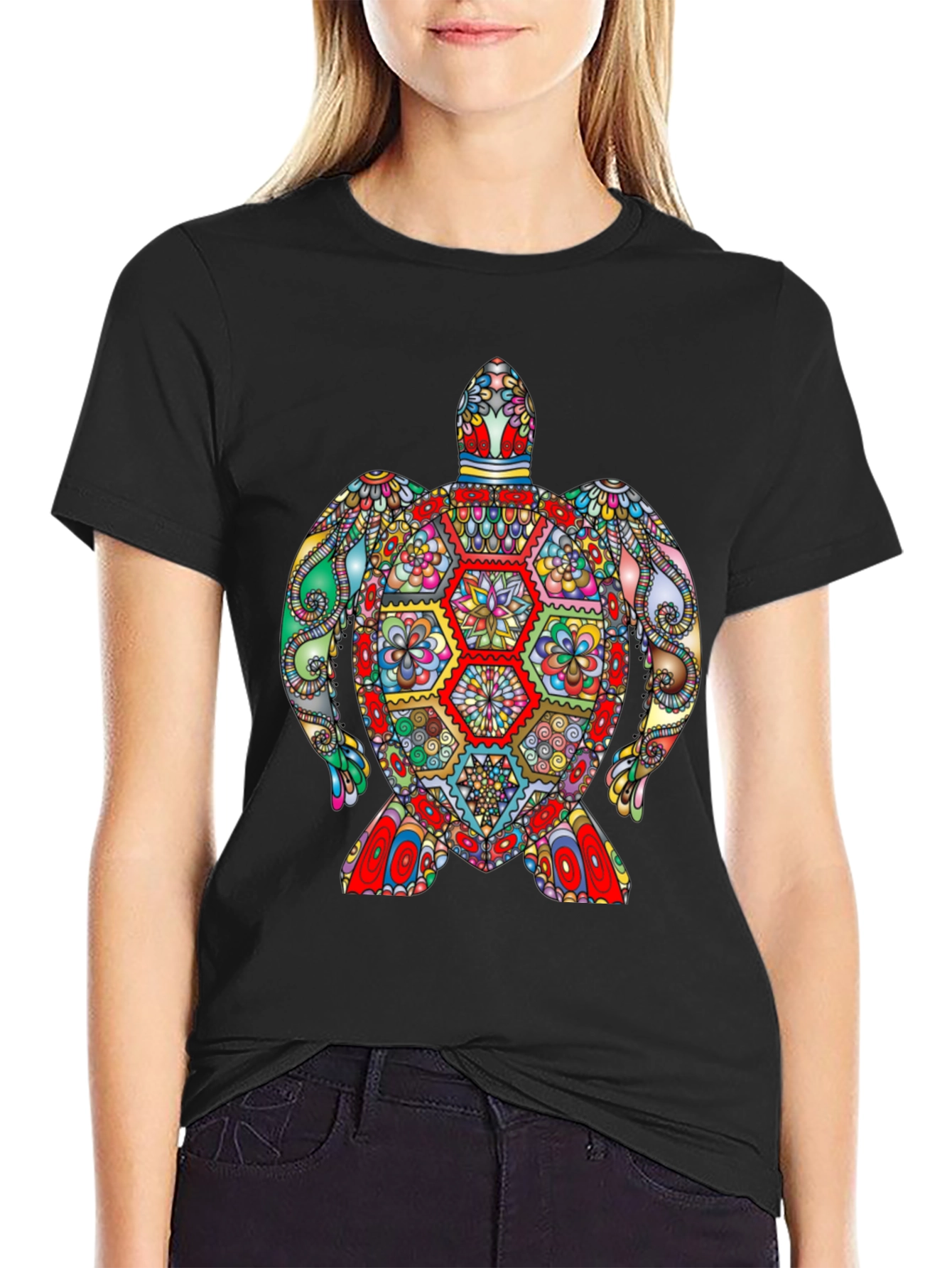 Colorful Turtle Graphic Tee - Unique Art Design
