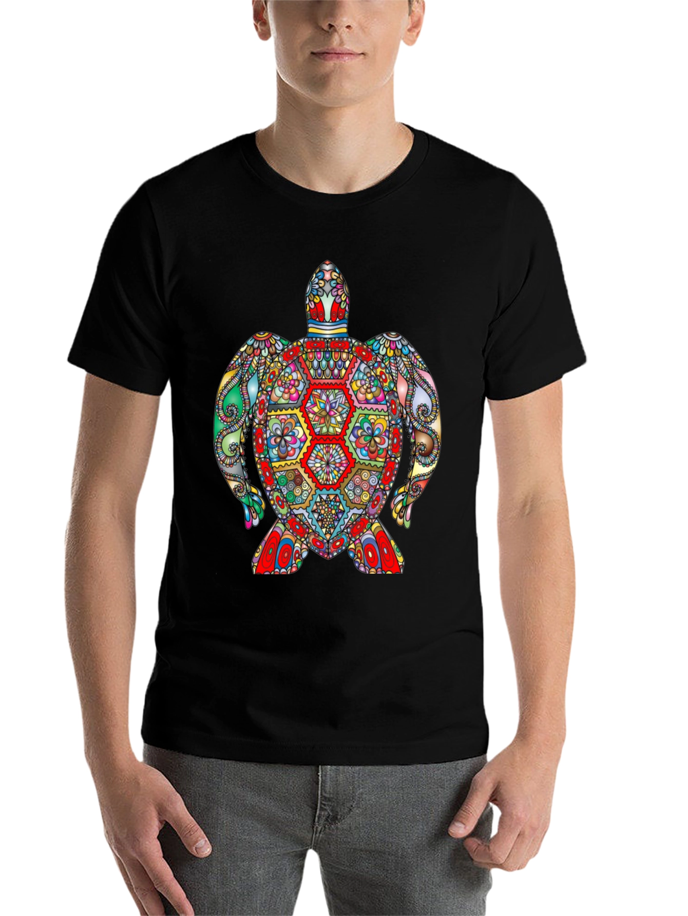 Colorful Turtle Graphic Tee - Unique Art Design