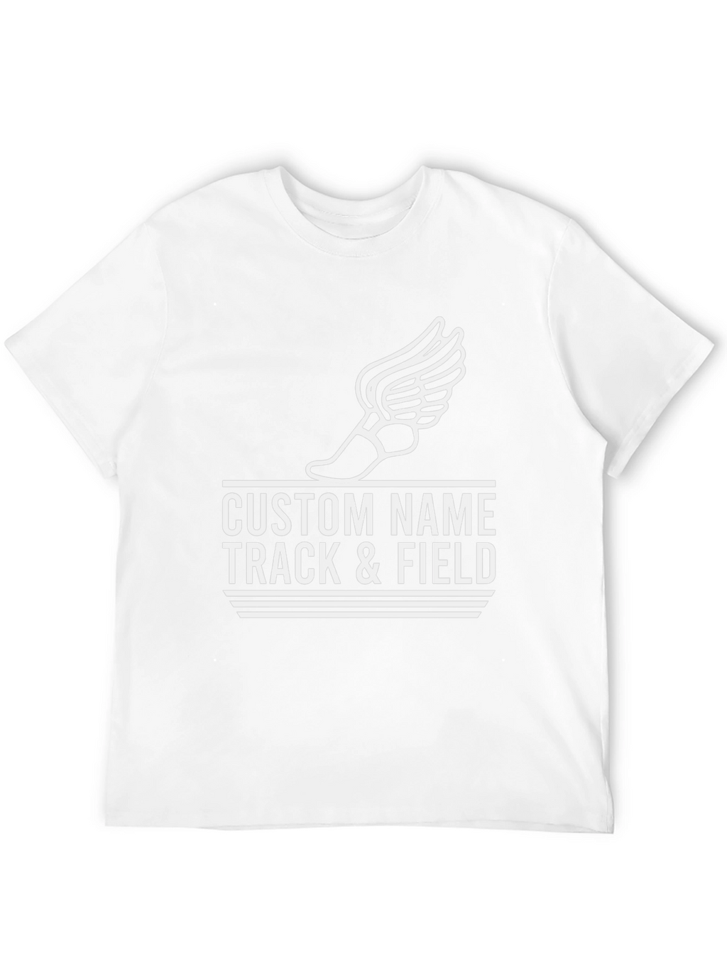 Custom Track & Field T-Shirt with Winged Shoe Design