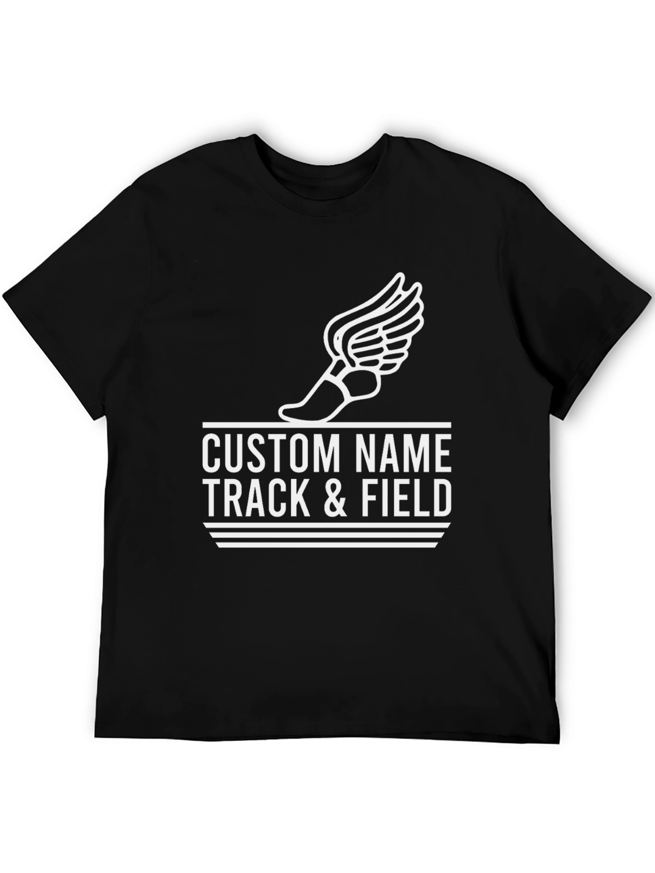 Custom Track & Field T-Shirt with Winged Shoe Design