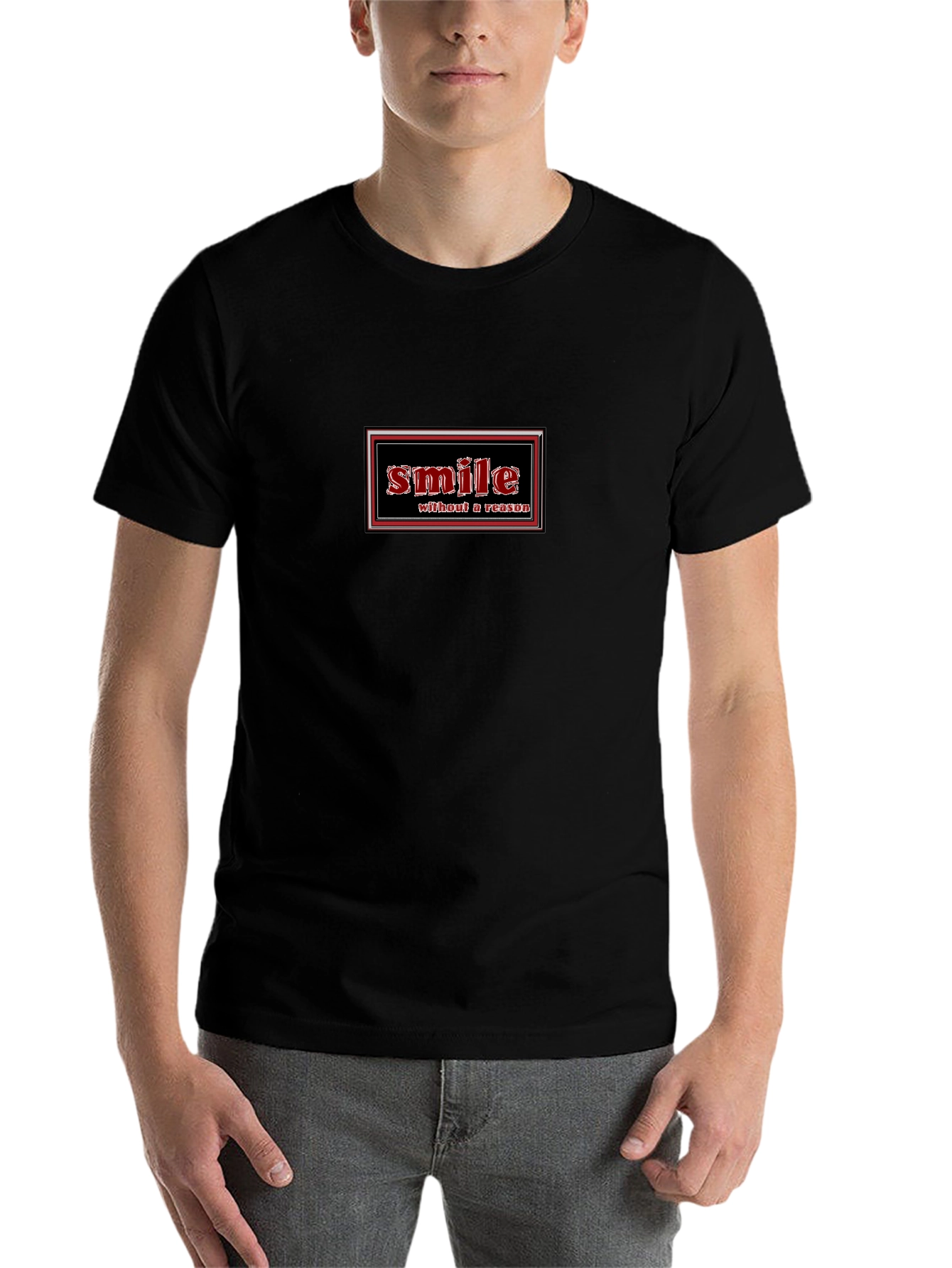 Smile Without a Reason Graphic Tee - Black Cotton T-Shirt