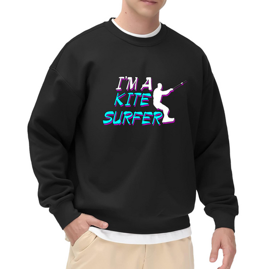 I'm A Kite Surfer Retro 80s Neon Crewneck Sweatshirt | Kitesurfing Silhouette Pullover, Water Sport Gift