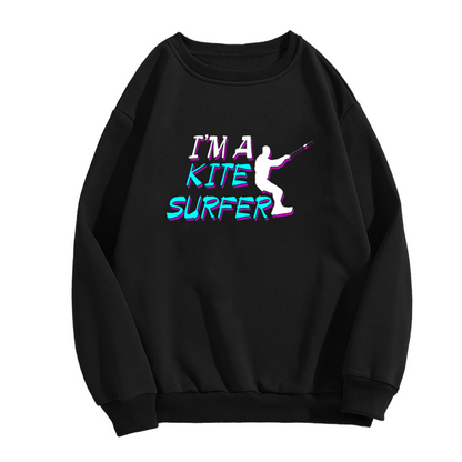 I'm A Kite Surfer Retro 80s Neon Crewneck Sweatshirt | Kitesurfing Silhouette Pullover, Water Sport Gift