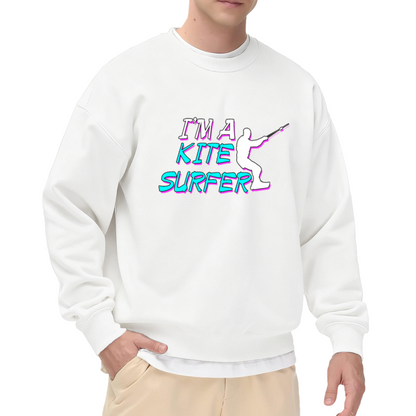 I'm A Kite Surfer Retro 80s Neon Crewneck Sweatshirt | Kitesurfing Silhouette Pullover, Water Sport Gift