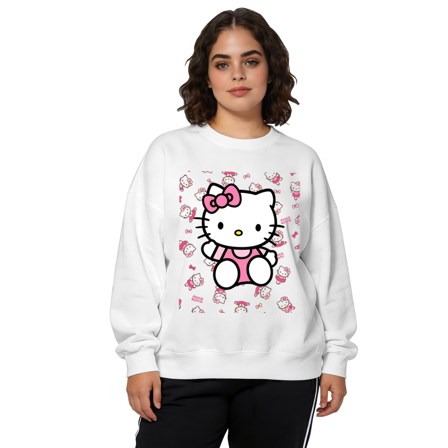 All?Over Pattern Hello Kitty Playful Crewneck Sweatshirt
