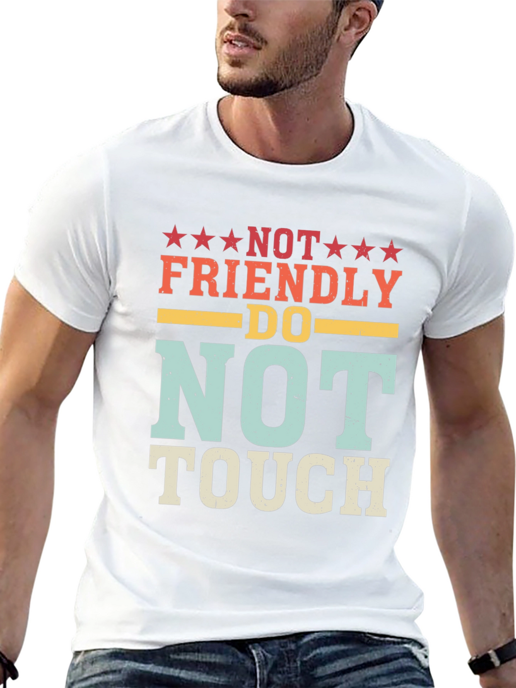 Not Friendly Do Not Touch Novelty Graphic T-Shirt