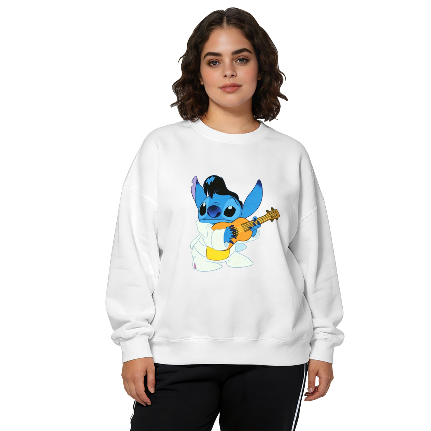 Elvis?Style Guitar?Playing Stitch Fun Crewneck Sweatshirt