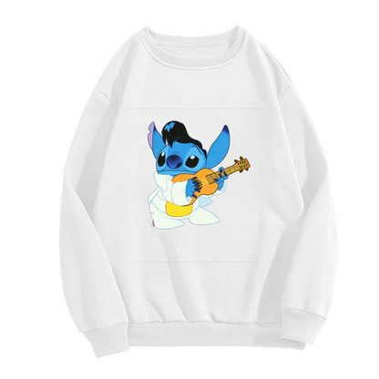 Elvis?Style Guitar?Playing Stitch Fun Crewneck Sweatshirt