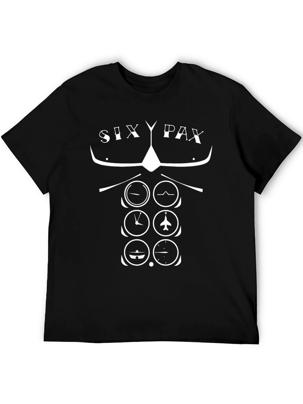 Pilot Six Pax T-Shirt - Aviation Instrument Panel Design
