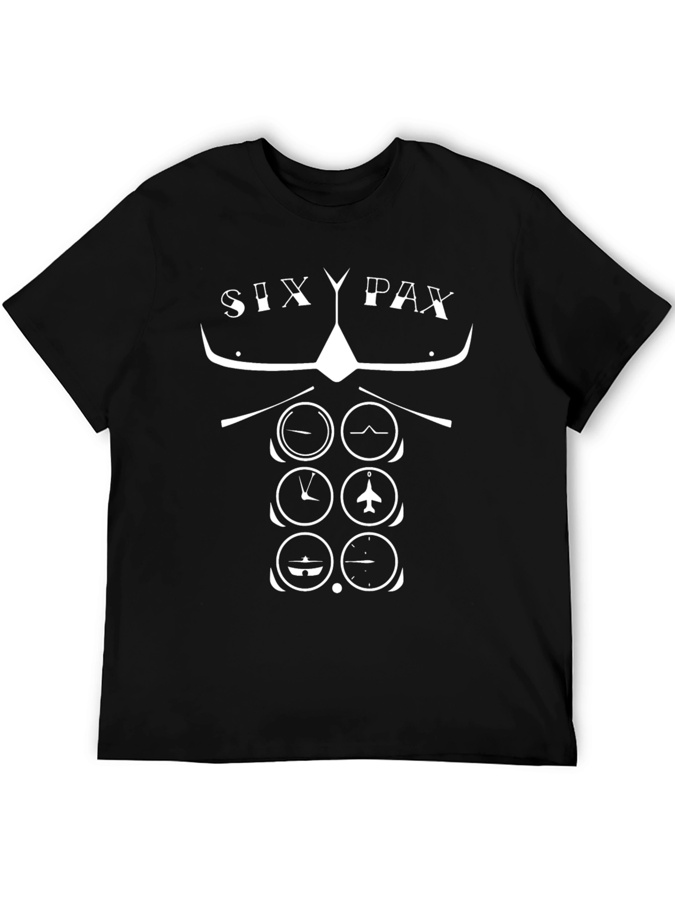 Pilot Six Pax T-Shirt - Aviation Instrument Panel Design