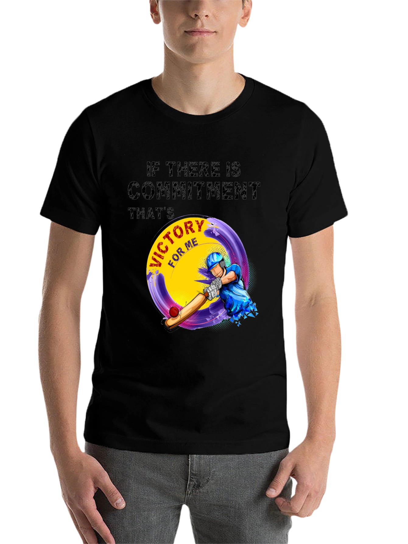 Victory Cricket T-Shirt - Commitment Design