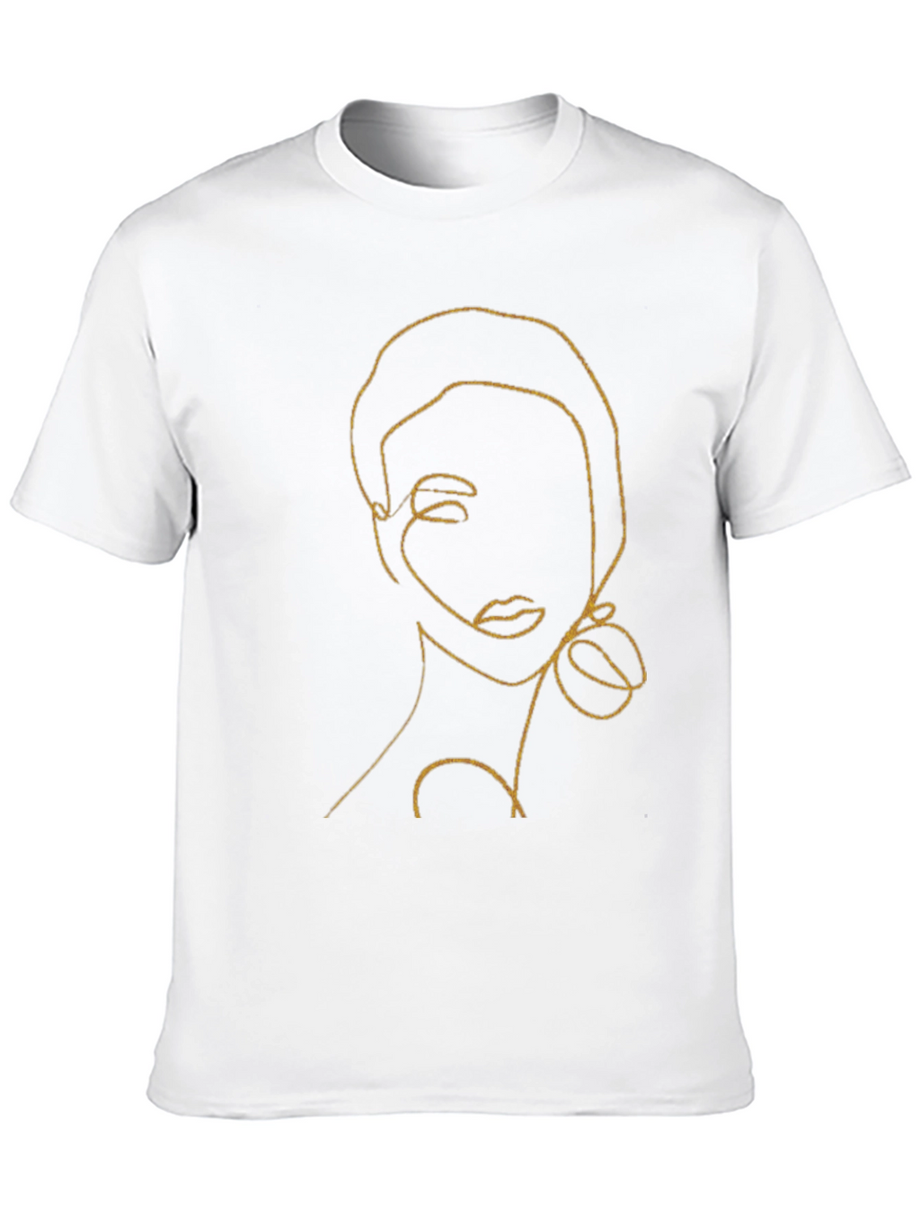 Abstract Woman Line Art Black T-Shirt