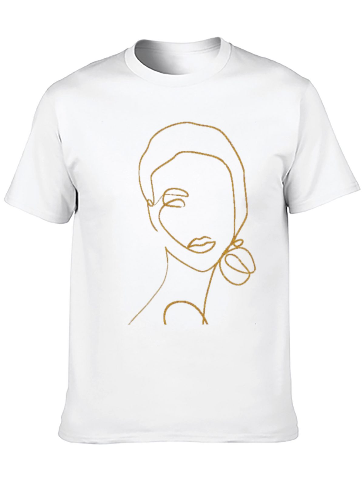 Abstract Woman Line Art Black T-Shirt