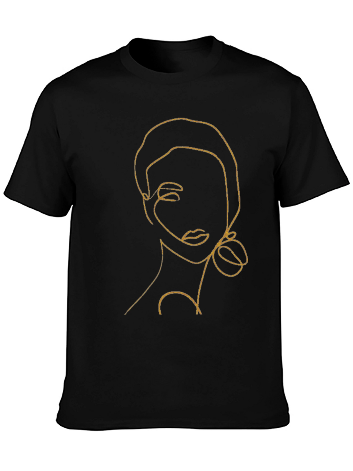 Abstract Woman Line Art Black T-Shirt