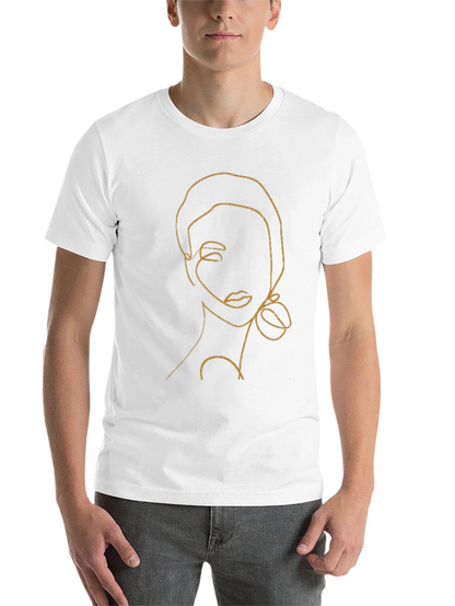 Abstract Woman Line Art Black T-Shirt