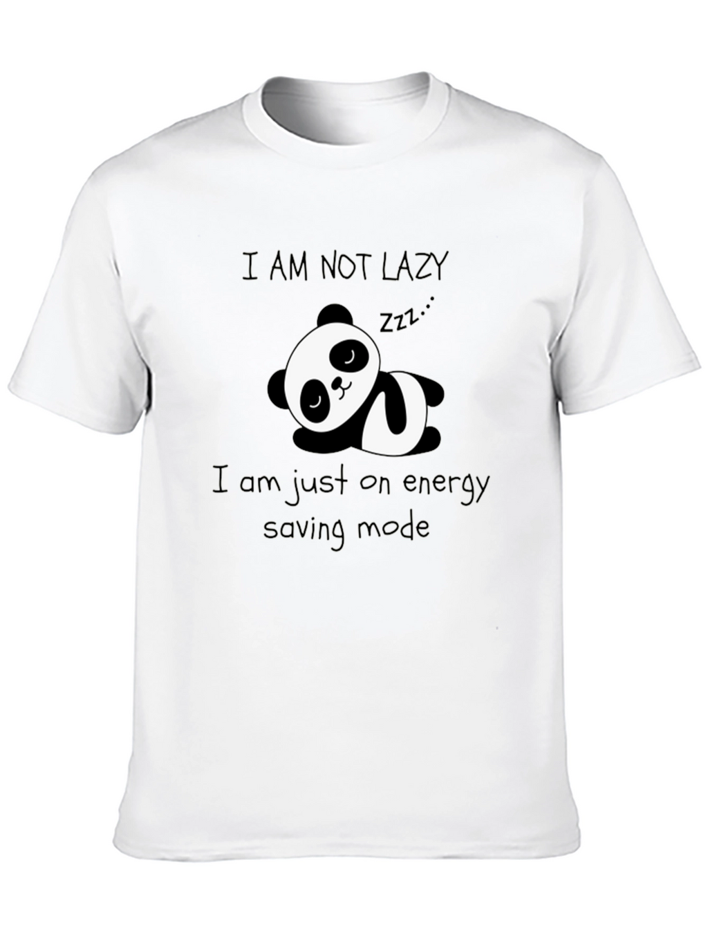 Lazy Panda Energy Saving Mode Black Graphic T-Shirt