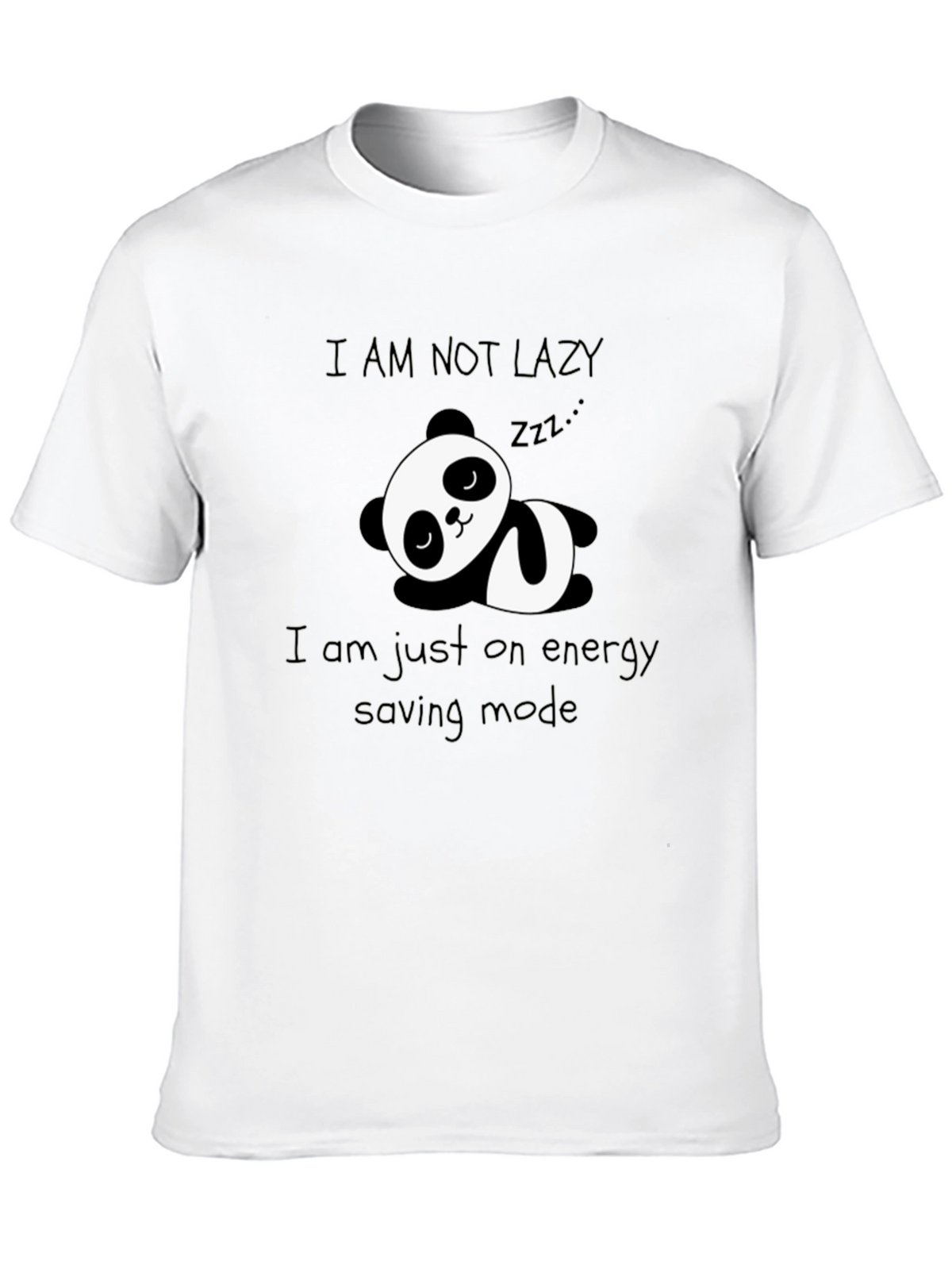 Lazy Panda Energy Saving Mode Black Graphic T-Shirt
