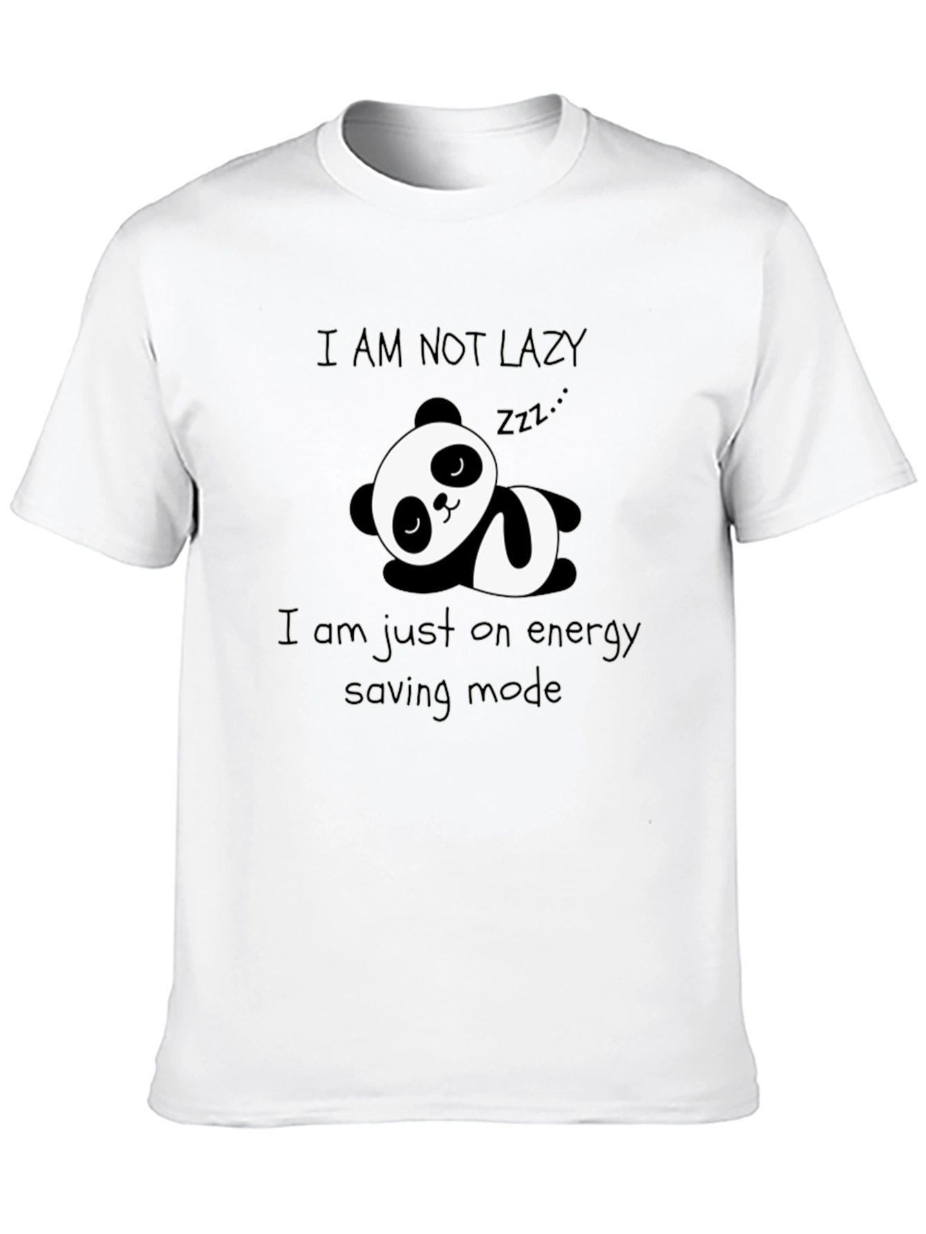 Lazy Panda Energy Saving Mode Black Graphic T-Shirt