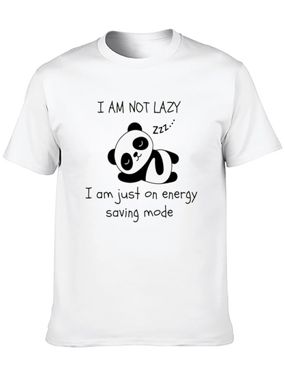 Lazy Panda Energy Saving Mode Black Graphic T-Shirt