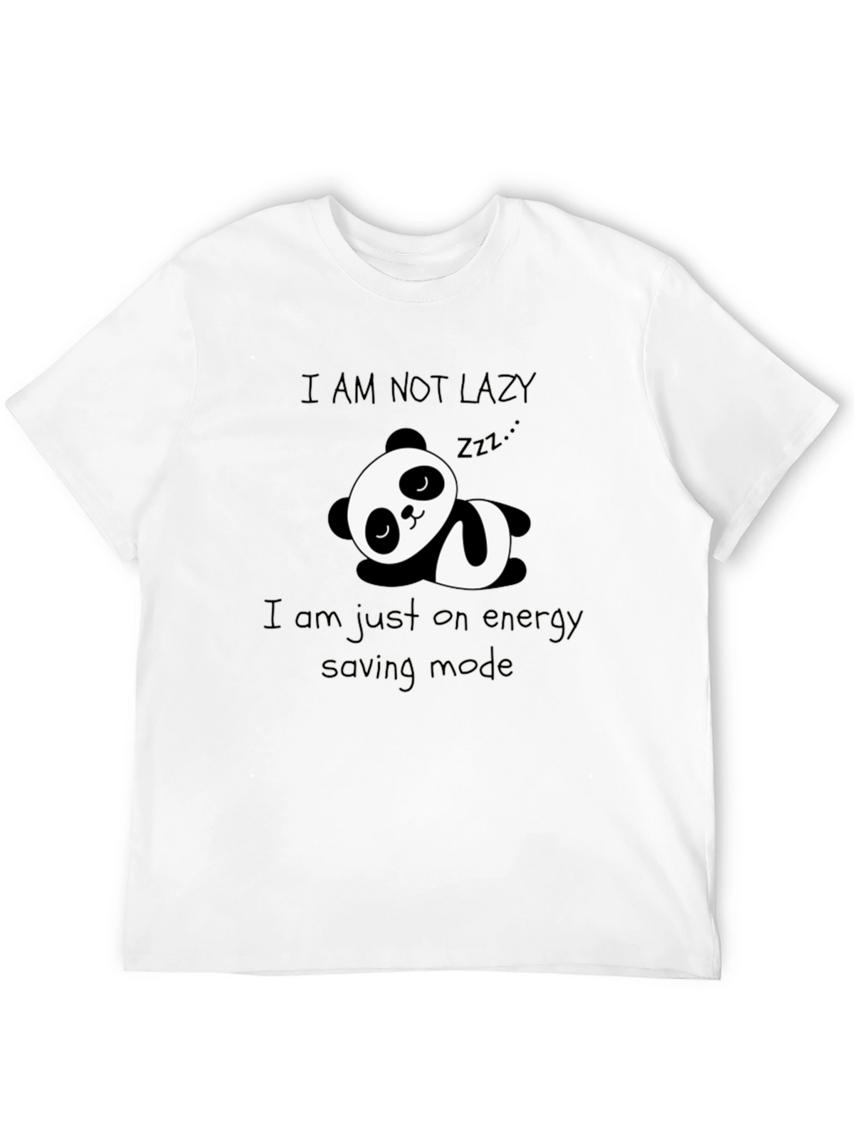 Lazy Panda Energy Saving Mode Black Graphic T-Shirt
