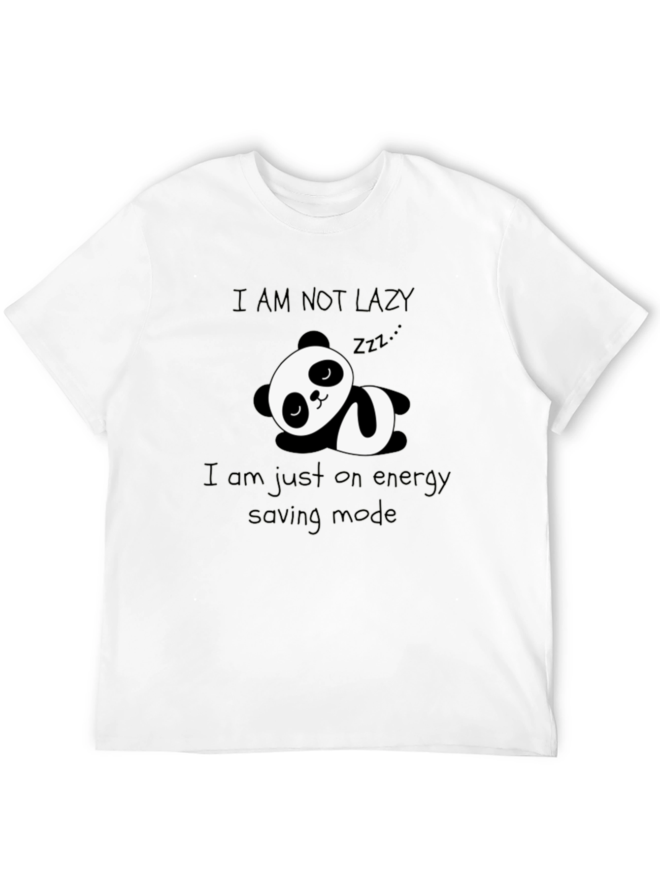 Lazy Panda Energy Saving Mode Black Graphic T-Shirt