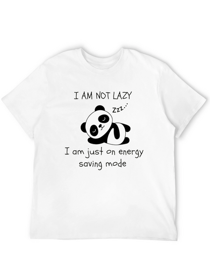 Lazy Panda Energy Saving Mode Black Graphic T-Shirt